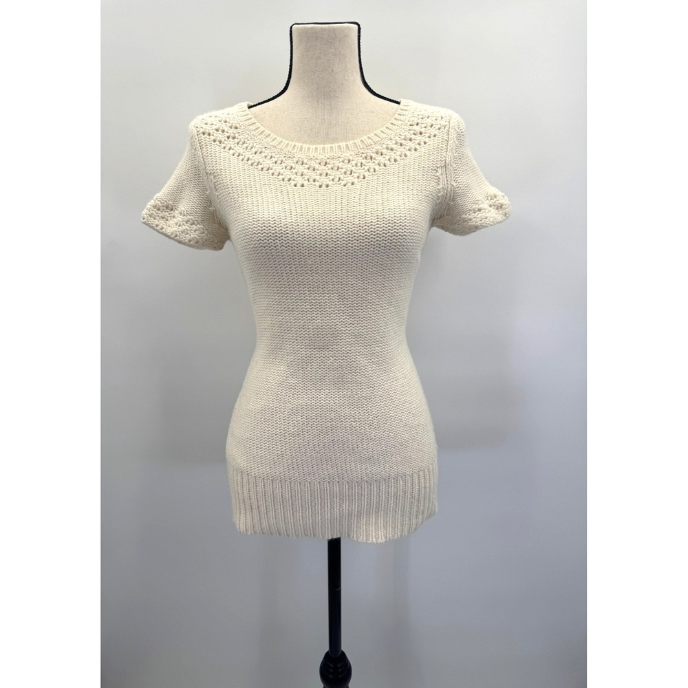 Retro Y2K American Eagle Short Sleeve Sweater S Knit Eagle Wool Blend Slim Fit